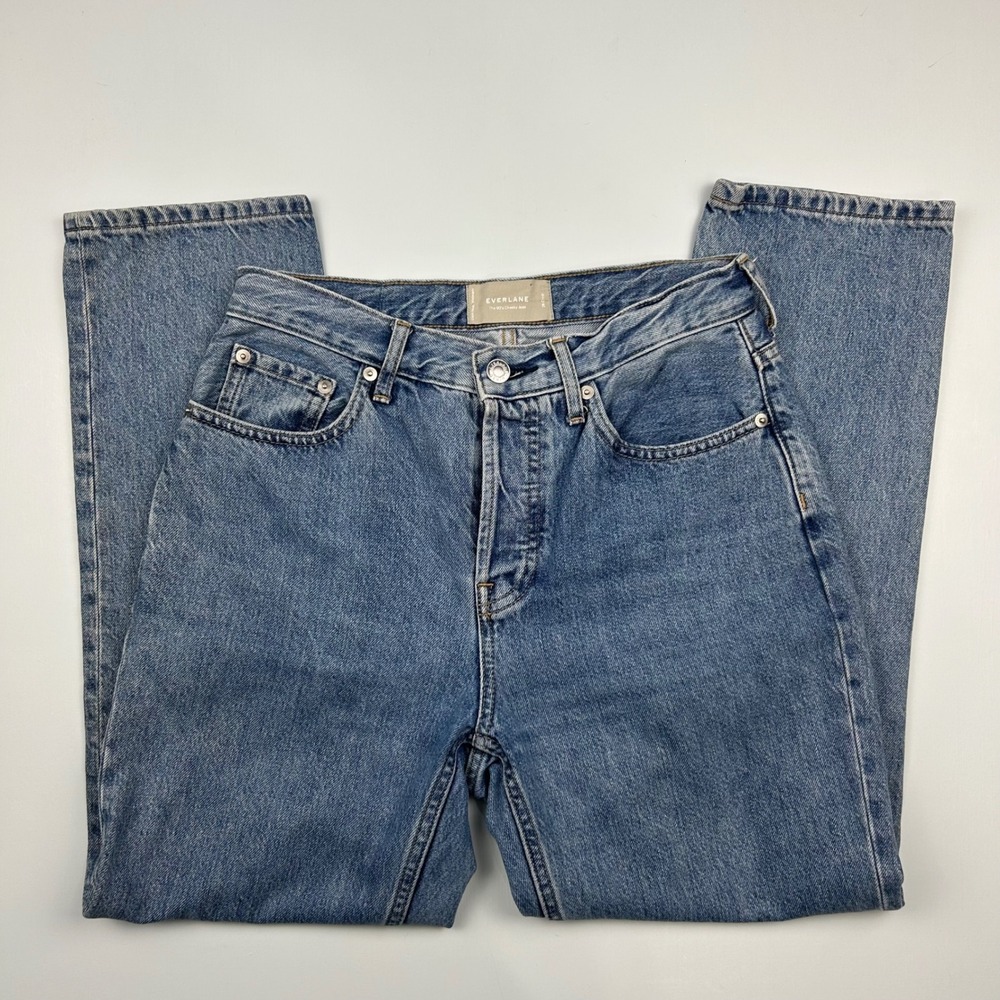 Everlane The 90s Cheeky Jean Blue Organic Cotton Button Fly Crop Jeans Size 28